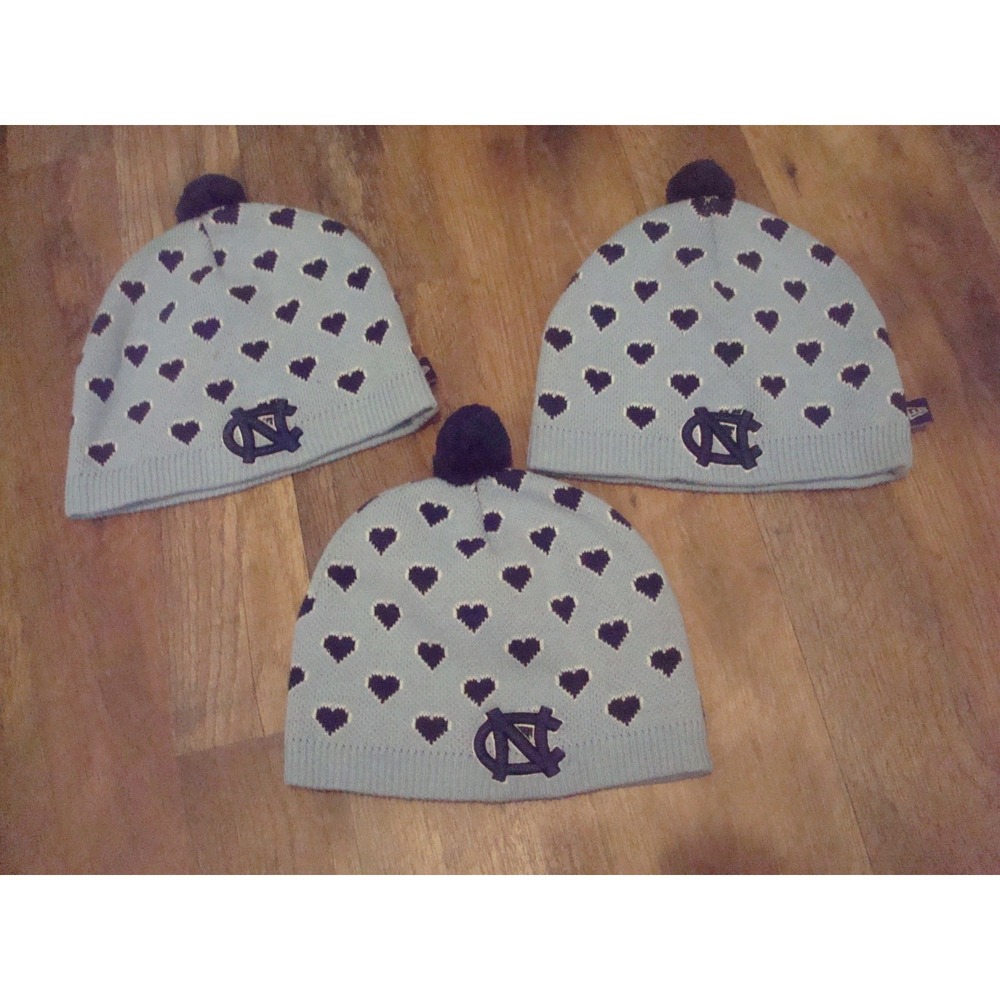 KIDS NORTH CAROLINA 3PC LOT BEANIE KNIT TOBOGGAN HAT CAP VINTAGE DEADSTOCK 04